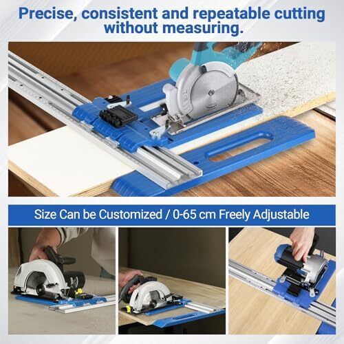 Circular Saw Guide Rail, Multifunctional Aluminum Alloy Circular Saw Guide with 0-65cm Cutting Range, Evolution Track Saw Guide Rail for Carpenter Cutting Positioning Tool