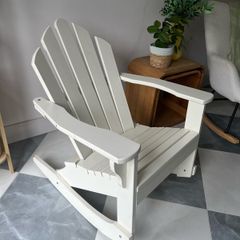 Handmade white wood rocking chair armchair