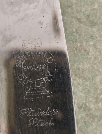 SET OF 6 VTG Everbrite Sheffield England Stainless Steel Knives Mother Of Pearl Handle