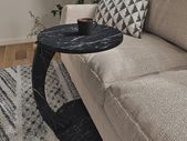 Side Table in C-Shape Mobile Sofa Table Living Room Table 56 x Diameter 38 cm White