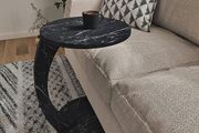 Side Table in C-Shape Mobile Sofa Table Living Room Table 56 x Diameter 38 cm White