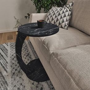 Side Table in C-Shape Mobile Sofa Table Living Room Table 56 x Diameter 38 cm White