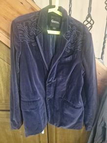 mens large guess velvet blazer