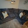 L shape sofa and love chair with foot pouf grey velvet Image 2