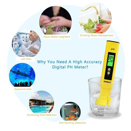 0.01 Resolution Digital PH Meter Large LCD Pen Water Quality Tester with Auto Calibration Function and 0.00-14.00 Measurement Range