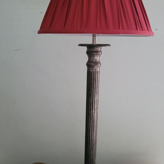 Mid-century 32" pewter lamp