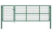 Garden Fence Gate with Posts 350x100 cm Steel Green