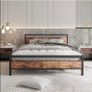 5ft King Bed Frame with Wooden Headboard,Heavy Duty Metal Platform Bed Frame King Bed Base No Box Spring Needed,Metal Slats Support Underbed Storage Space,Brown,150x200cm Image 8