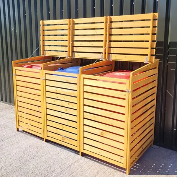 Wheelie Bin Storage  3 Bays - Natural