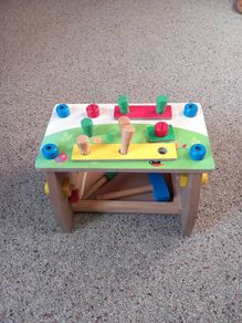 Wooden toy workbench