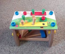 Wooden toy workbench