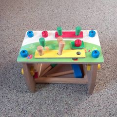 Wooden toy workbench