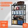 Heavy Duty Metal Shelf 183x90x40 cm with 5 Adjustable Metal Shelf | Garage Shelving Units | Racking for Garage | Storage Shelf for Cellars & Workshops | Load capacity up to 1000 kg | Black Image 3