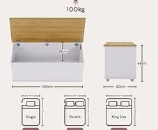 Arlington Storage Ottoman, Wood in White, 100x40x48cm - Storage Ottoman with Lift-Up Lid, Ideal for Toys, Bedding & Footstool Use