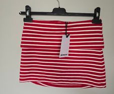 Casual Red Striped Skort with Inner Shorts