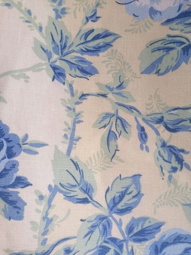Laura Ashley Pelham Stripe Blue Roses Fabric
