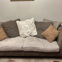 3 seater luxury leather and material cushion back sofa