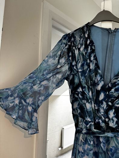 Adrianna Papell Blue Floral Chiffon