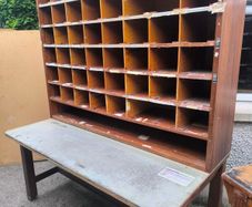 3 Original post office pigeon sorting benches