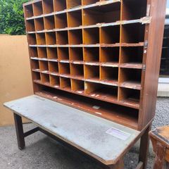 3 Original post office pigeon sorting benches