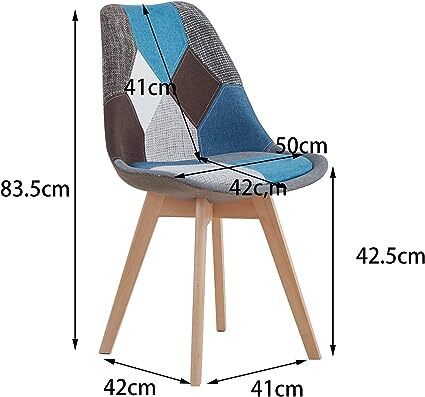 Set of 4 or 6 Dining Chairs with blue Patchwork
