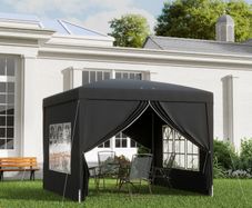 3 x 3(m) Pop Up Gazebo, Water and UV Resistant Party Tent Camping Canopy Marquee with Carry Bag, Black