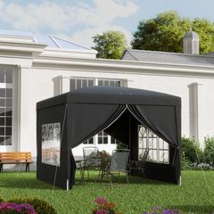 3 x 3(m) Pop Up Gazebo, Water and UV Resistant Party Tent Camping Canopy Marquee with Carry Bag, Black