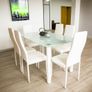 Modern Glass Dining Table Set Seats 6, White Image 4