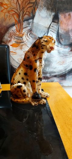 Vintage Ceramic 70's Leopard  Statue Ornament