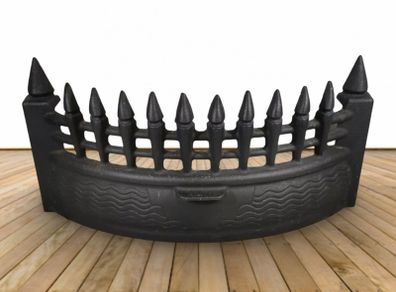 Fire Front Fret Grate Matt Black Cast Heavy Iron Medieval Spiked Fireplace