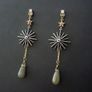 Star Grey Green Stones Statement Drop Earrings Image 6