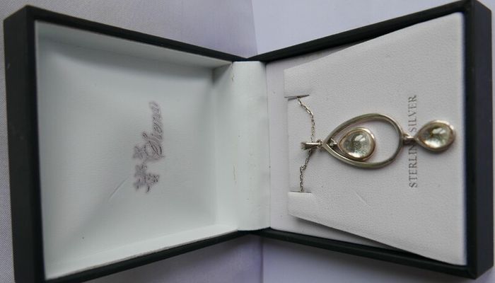 Vintage Sterling Silver 925 "Teardrop " Pendant and Necklace length 21" - 6,58g