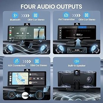 10.26'' Wireless Carplay & Android Auto, Apple Car play Screen with 4K Front & 1080P Rear Camera, Car Tablet Pro Max Touchscreen, 64G with GPS Navigation, Airplay, Mirror Link