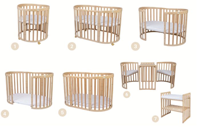 Mon Lit Cabane 7 in 1 Oval Evolving Cot, Natural Like New