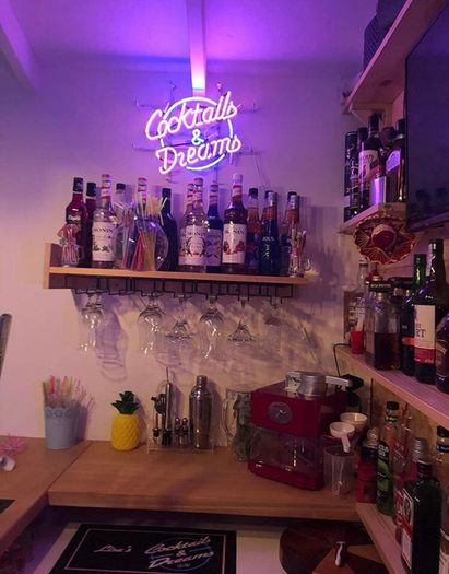 Cocktails and Dreams Real Glass Neon Light Sign Home Beer Bar Pub Recreation Room Game Room Windows Garage Wall Store Sign (17 inch x 14 inch Large)