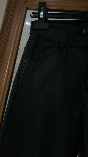 Mango Kids Black Coated Faux Leather Look Jeans - Size XS / Teen