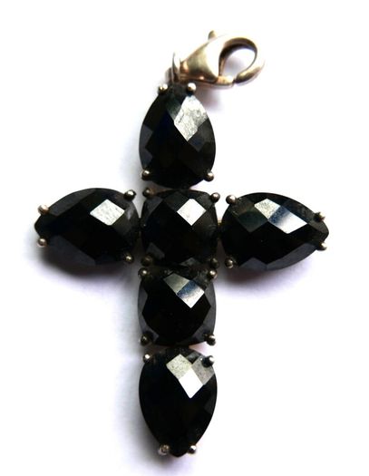 THOMAS SABO Sterling Silver Black Onyx Cross Charm Pendant