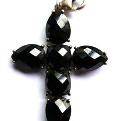 THOMAS SABO Sterling Silver Black Onyx Cross Charm Pendant