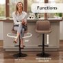 Bar Stools Set of 4, Swivel Counter Height Barstools with Back, Adjustable PU Leather Bar Chairs, Modern Armless Kitchen Island Stool, Brown Image 4