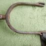 Antique handmade American wrought iron rider spores in western decor Americana rustic with original leather straps Image 4