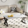 Coffee Table, Living Room Table, Center Tea Tables, Rectangular Tea Tables, End Sidetable with Black Metal Frame for Living Room Bedroom Office, Modern Open Design, 39.3 x 18.9 x 17.7 IN, White/Black Image 2