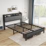 King Size Bed Frame With Storage Headboard, Upholstered Platform Bed Frame/Mattress Foundation/Metal Slat Support/No Box Spring Needed/Dark Grey Image 10