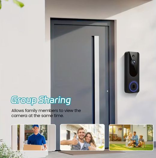 Smart Video Doorbell Dual Camera, 1296P Wireless Indoor/Outdoor Surveillance Cam, Live View, Included Doorbell Receiver, AI Human Detection, 2-Way Audio, Night Vision, 2.4G Wifi, Cloud Storage