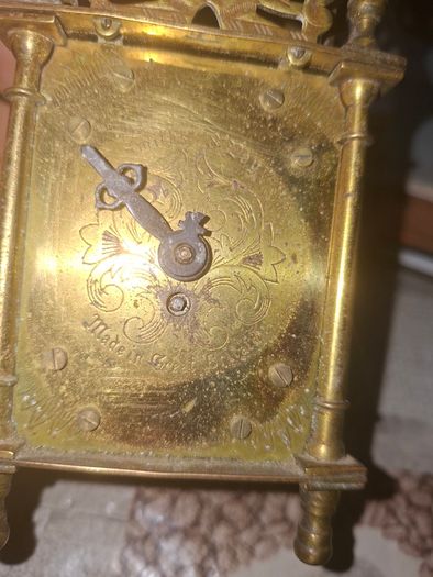 Vintage Brass Lantern Smiths Mantel Clock,  A Bedchamber or Temple Clock, with Key and working