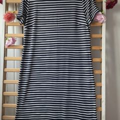 dress street one navy & white striped dress size 38(12)