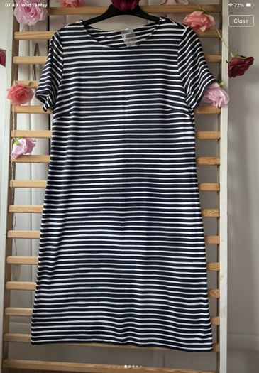 dress street one navy & white striped dress size 38(12)