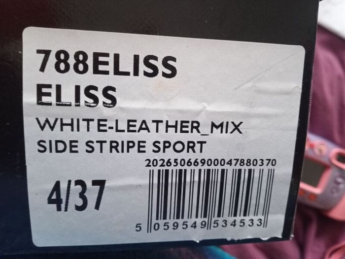 Dune Eliss white leather mix side stripe sport, size 37