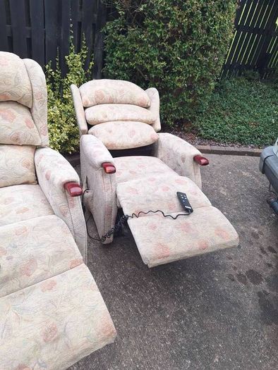 Two dual motor riser recliner electric armchairs
