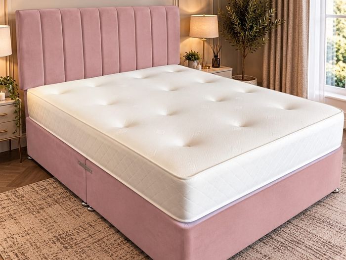 New pink 4ft double base headboard and matress
