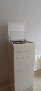 Tall Vanity Chest of Drawers with Mirror